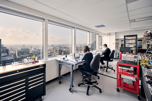 Xanadu’s labs in Toronto, overlooking the cityscape from the upper floors of a downtown office tower Xanadu’s labs in Toronto, overlooking the cityscape from the upper floors of a downtown office tower